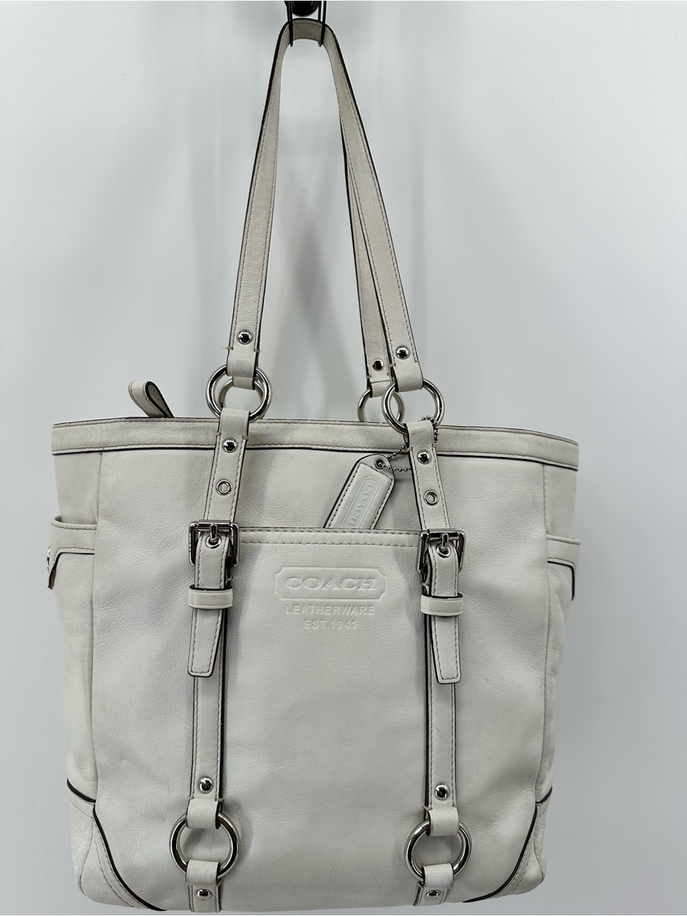 Coach Gallery White Lunch LeatherTote Shoulder Bag.